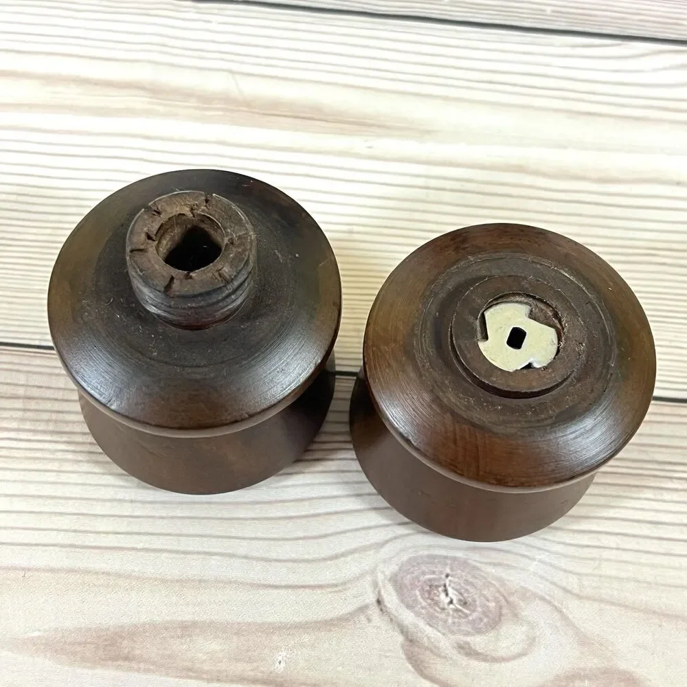 VTG Large Wood Turned Salt Shaker & Pepper Mill Grinder Set 12” MCM Retro Rustic